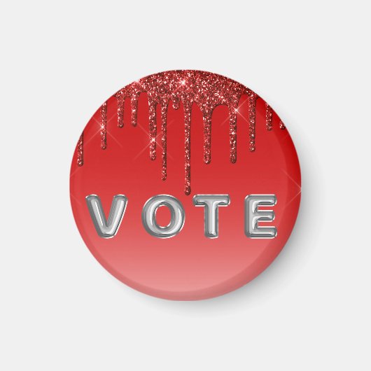 Glam Red Glitter Drip  Magneet (Voorkant)