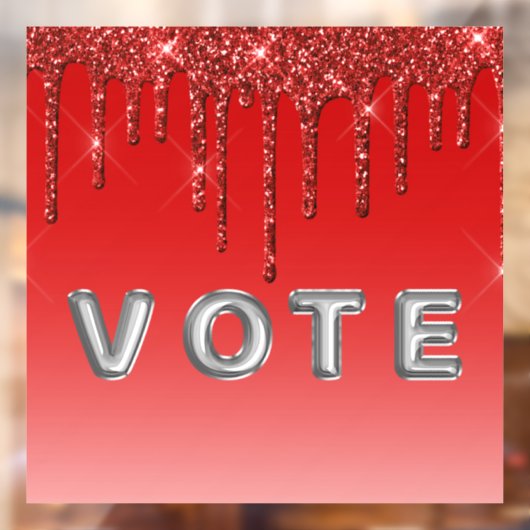 Glam Red Glitter Drip  Raamsticker (Vel 2)