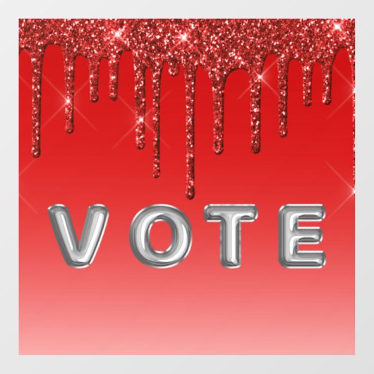 Glam Red Glitter Drip  Raamsticker (Vel)