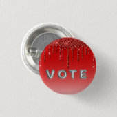 Glam Red Glitter Drip  Ronde Button 3,2 Cm (Voorkant /achterkant)