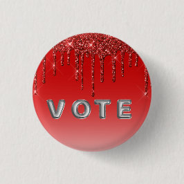 Glam Red Glitter Drip  Ronde Button 3,2 Cm