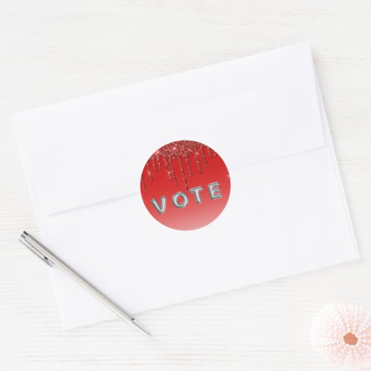 Glam Red Glitter Drip  Ronde Sticker (Envelop)
