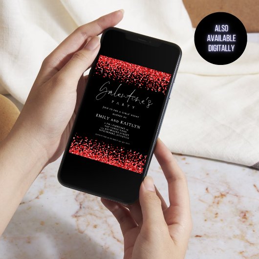 Glam Red Glitter grenst aan de Black Galentines Pa Kaart