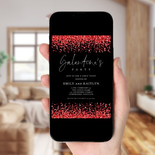 Glam Red Glitter grenst aan de Black Galentines Pa Kaart