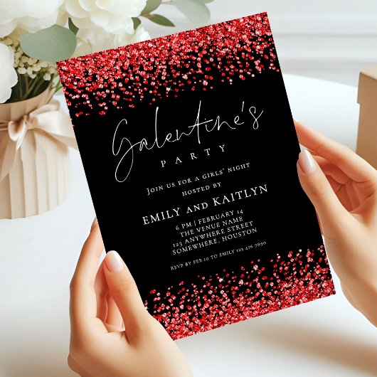 Glam Red Glitter grenst aan de Black Galentines Pa Kaart