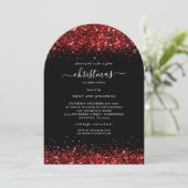 Glam Red Glitter Kerstfeest Black Arch Kaart (Staand voorkant)