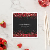 Glam Red Glitter Name Merry KerstBlack Servet (Insitu)