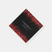 Glam Red Glitter Name Merry KerstBlack Servet (Hoek)