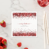 Glam Red Glitter Name Merry KerstWhite Servet (Insitu)