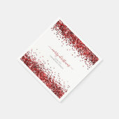 Glam Red Glitter Name Merry KerstWhite Servet (Hoek)