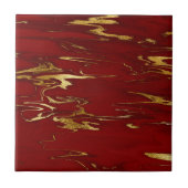 Glam Red Gold Faux marmer kerst Tegeltje (Voorkant)