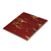 Glam Red Gold Faux marmer kerst Tegeltje (Zijkant)