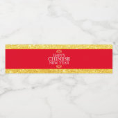 Glam Red Gold Glitter Lotus Gelukkig Chinees Nieuw Waterfles Etiket (Enkel label)