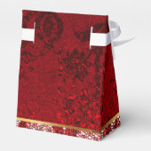 Glam Red Gold White Lace Gift Bedankdoosjes (Achterkant)