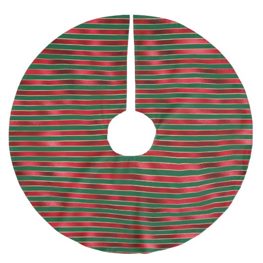 Glam Red Green Gold Stripes Kerstboom Rok (Voorkant)