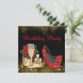 Glam Red High Heel Shoe Verjaardagsfeest Kaart (Staand voorkant)