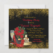 Glam Red High Heel Shoe Verjaardagsfeest Kaart (Achterkant)