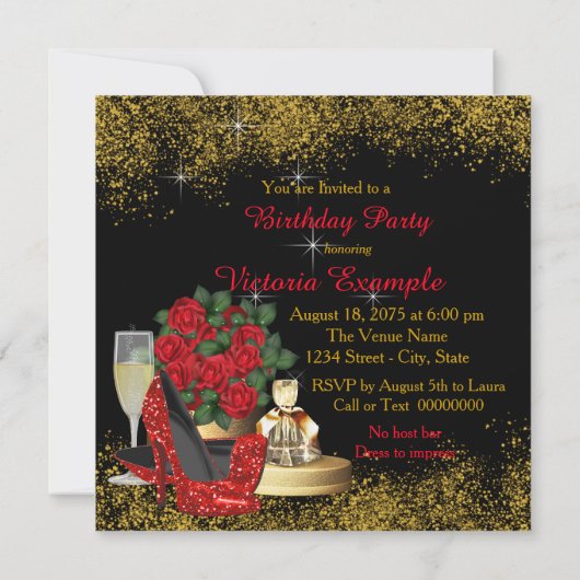 Glam Red High Heel Shoe Verjaardagsfeest Kaart (Achterkant)