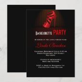 Glam Red High Hiel Shoe Bachelorette Invitation Kaart (Voorkant / Achterkant)