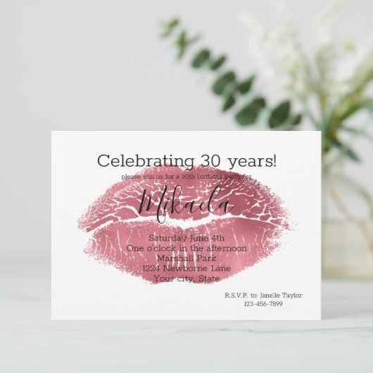 Glam Red Lips Kaart (Staand voorkant)