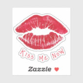 Glam Red Lips "Kiss Me Now" Vinyl Sticker (Vel)