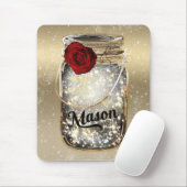 Glam Red Rose Mason Jar Muismat (Met muis)