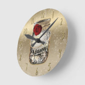 Glam Red Rose Mason Jar Ronde Klok (Hoek)