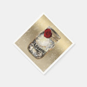 Glam Red Rose Mason Jar Servet (Hoek)