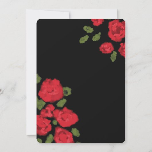 Glam Red Roses script Wedding Invitation Kaart (Achterkant)