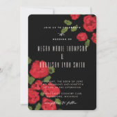Glam Red Roses script Wedding Invitation Kaart (Voorkant)