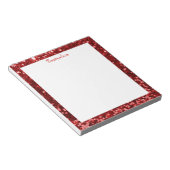 Glam Red Sequin Glitter Sparkle Border personalise Notitieblok (Schuin)