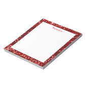 Glam Red Sequin Glitter Sparkle Border personalise Notitieblok (Linkerzijde)