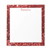 Glam Red Sequin Glitter Sparkle Border personalise Notitieblok (Voorkant)