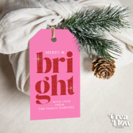 Glam Red Sequin Vrolijk en Helder Kerstmis Cadeaulabel