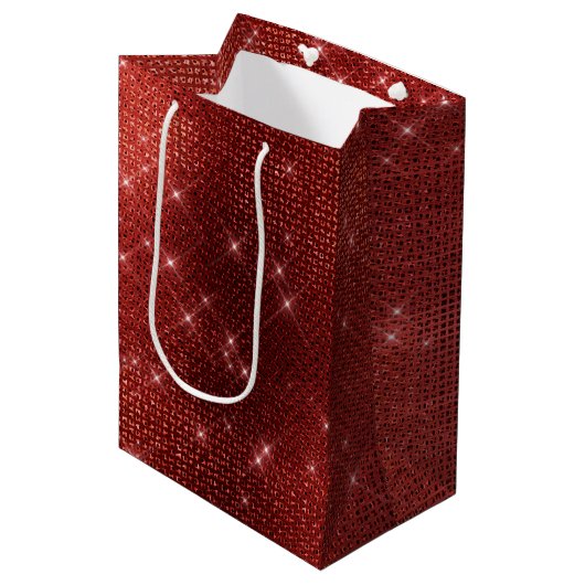 Glam Red Sparkle Medium Cadeauzakje (Voorkant Gekanteld)