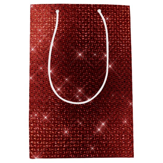 Glam Red Sparkle Medium Cadeauzakje (Voorkant)