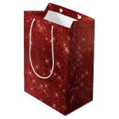 Glam Red Sparkle Medium Cadeauzakje (Achterkant Gekanteld)
