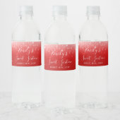 Glam Red Sweet 16 Waterfles Etiket (Flessen)