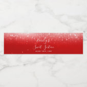 Glam Red Sweet 16 Waterfles Etiket (Enkel label)