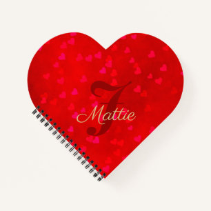 Glam Red Valentijn Gold Name Heart Spiral Notitieb Notitieboek
