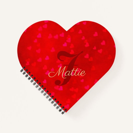 Glam Red Valentijn Gold Name Heart Spiral Notitieb Notitieboek (Voorkant)