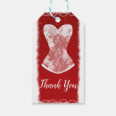 Glam Red & White Kerst lingerie feestje Cadeaulabel (Achterkant)
