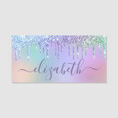 Glam Regenboog Glitter Naamplaatje (Voorkant)