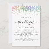 Glam Regenboog Glitter QR code Huwelijk Kaart (Voorkant)