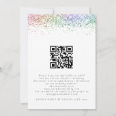 Glam Regenboog Glitter QR code Huwelijk Kaart (Achterkant)