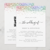Glam Regenboog Glitter QR code Huwelijk Kaart (Voorkant / Achterkant)
