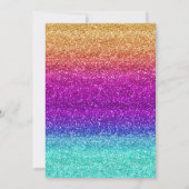 Glam Regenboog Gradiënt Glitter Pauw Sweet 16 Kaart (Achterkant)