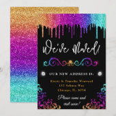 Glam Regenboog Gradiënt Glitters Nieuw Thuis Aankondiging (Voorkant / Achterkant)