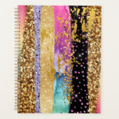 Glam regenbooglitter penseelstreken elegante sparg planner (Voorkant)