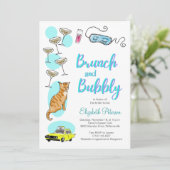 Glam Retro Cocktail Party Handgetekend Vrijgezelle Kaart (Staand voorkant)